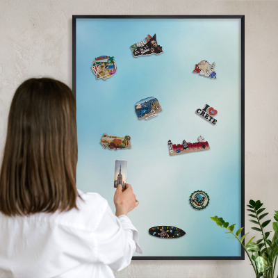Wandbord voor magneten in een zwarte lijst Blauwe lucht