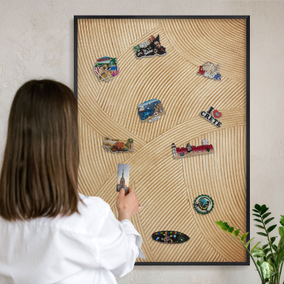 Wandbord voor magneten in een zwarte lijst Structurele lijnen