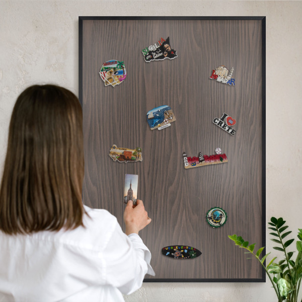 Wandbord voor magneten in een zwarte lijst Natuurlijk hout