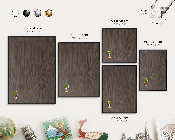 Wandbord voor magneten in een zwarte lijst Natuurlijk hout