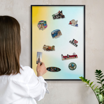 Wandbord voor magneten in een zwarte lijst Pastel ontspanning