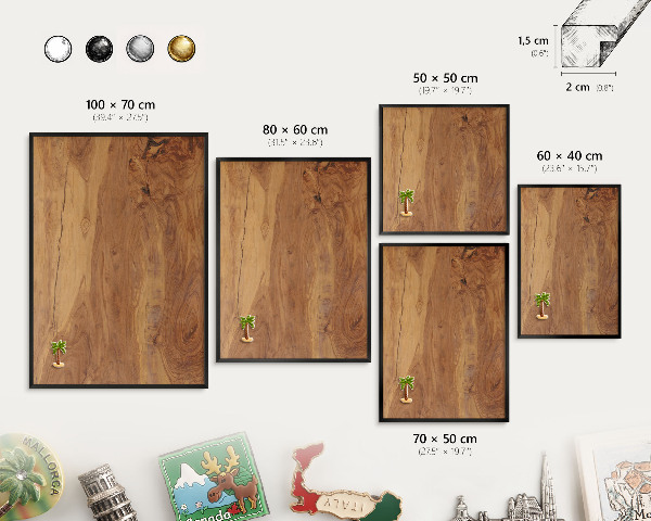 Wandbord voor magneten in een zwarte lijst Natuurlijk hout