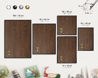 Wandbord voor magneten in een zwarte lijst Houtstructuur