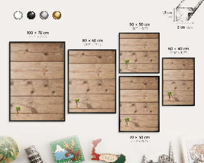 Wandbord voor magneten in een zwarte lijst Houtstructuur