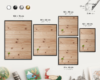 Metalen bord voor magneten met zwarte lijst Houten patroon