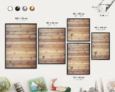 Wandbord voor magneten in een zwarte lijst Houten planken