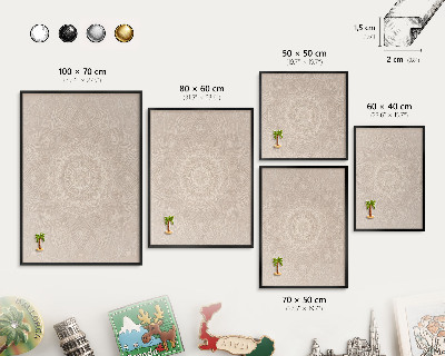 Metalen bord voor magneten met zwarte lijst Decoratieve mandala