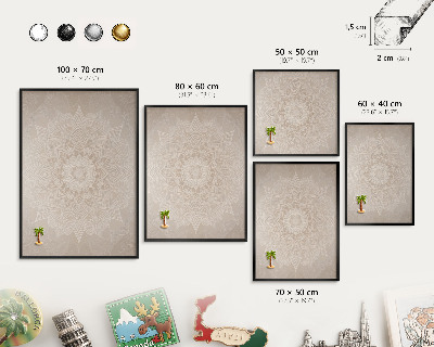 Wandbord voor magneten in een zwarte lijst Mandala-patroon