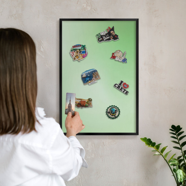 Wandbord voor magneten in een zwarte lijst Groene harmonie