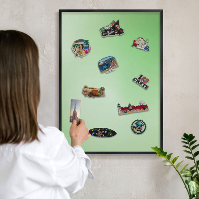 Wandbord voor magneten in een zwarte lijst Groene harmonie