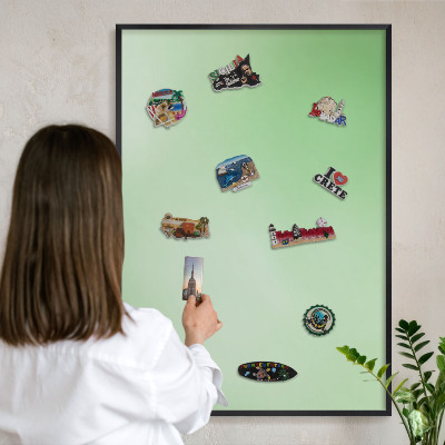 Wandbord voor magneten in een zwarte lijst Groene harmonie