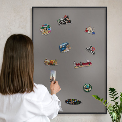 Wandbord voor magneten in een zwarte lijst Donkergrijs