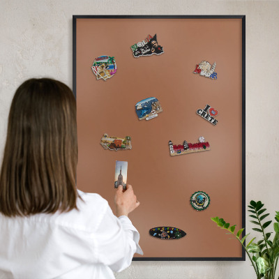 Wandbord voor magneten in een zwarte lijst Donkeroranje