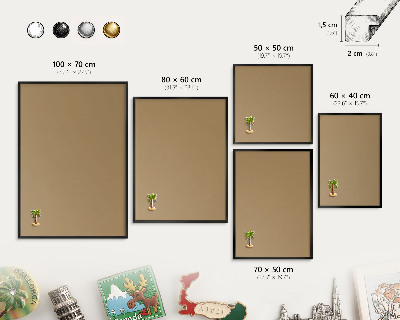 Wandbord voor magneten in een zwarte lijst Bruine kleur