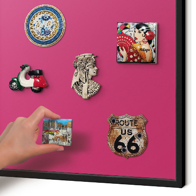 Wandbord voor magneten in een zwarte lijst Intens roze