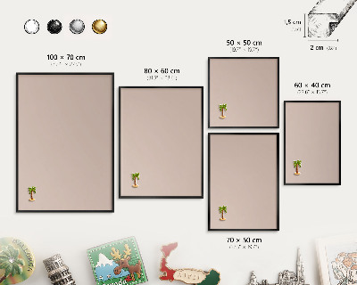 Metalen bord voor magneten met zwarte lijst Beige roze