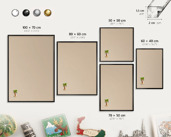 Metalen bord voor magneten met zwarte lijst Beige-oranje