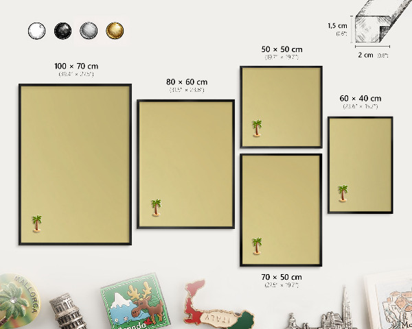 Wandbord voor magneten in een zwarte lijst Vintage geel