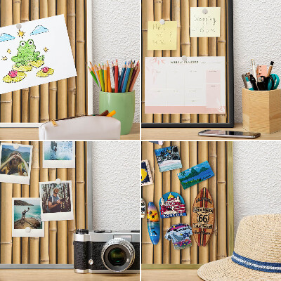 Magneetbord voor souvenir magneten met zilveren lijst Bamboe patroon