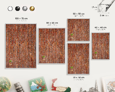 Decoratief metalen magneetbord in een zilveren lijst Baksteenmotief