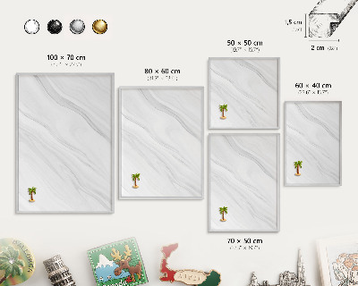 Decoratief metalen magneetbord in een zilveren lijst Subtiel marmer