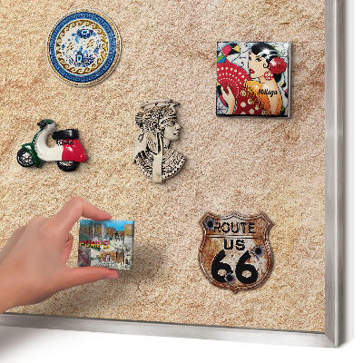 Decoratief metalen magneetbord in een zilveren lijst Steenstructuur