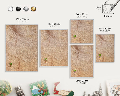 Decoratief metalen magneetbord in een zilveren lijst Steenstructuur