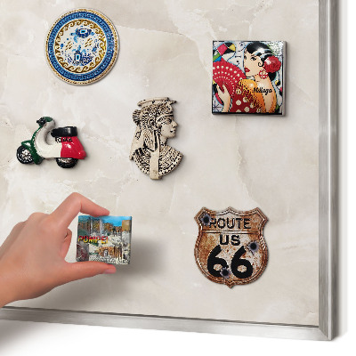 Decoratief metalen magneetbord in een zilveren lijst Beige marmer