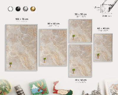 Decoratief metalen magneetbord in een zilveren lijst Crème marmer
