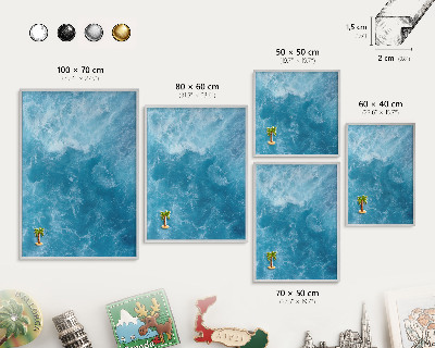 Magneetbord voor souvenir magneten met zilveren lijst Oceaangolven