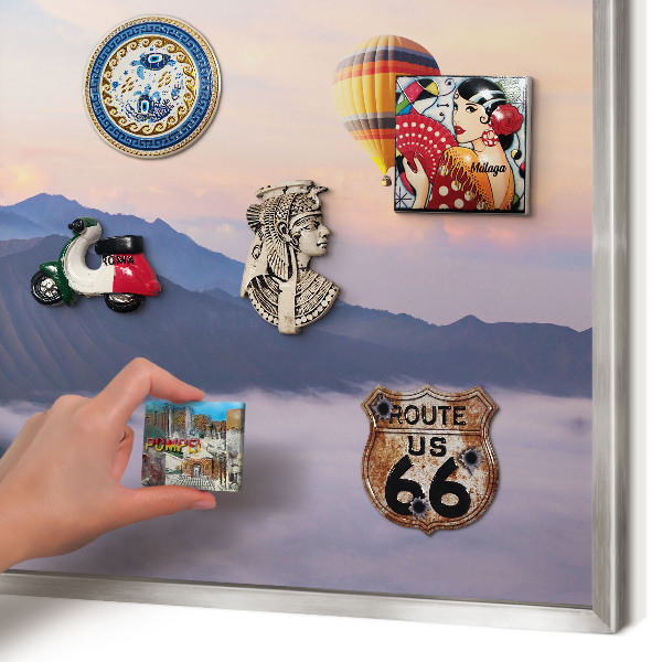 Decoratief metalen magneetbord in een zilveren lijst Hemelreis