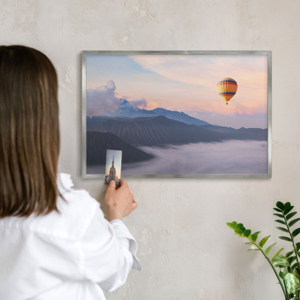 Decoratief metalen magneetbord in een zilveren lijst Hemelreis