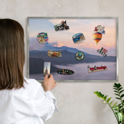 Decoratief metalen magneetbord in een zilveren lijst Hemelreis