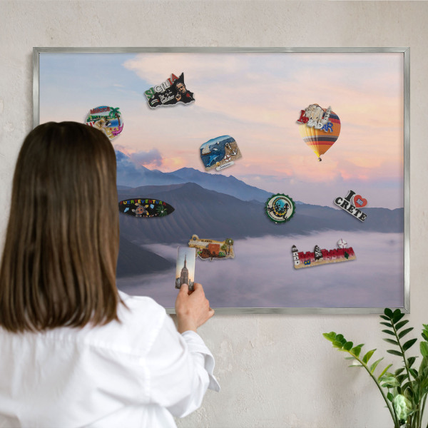 Decoratief metalen magneetbord in een zilveren lijst Hemelreis