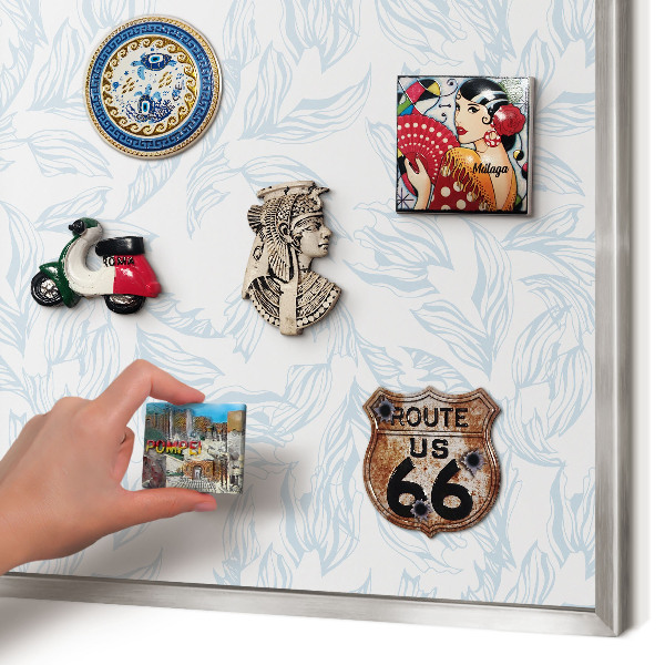 Magneetbord voor souvenir magneten met zilveren lijst Licht thema