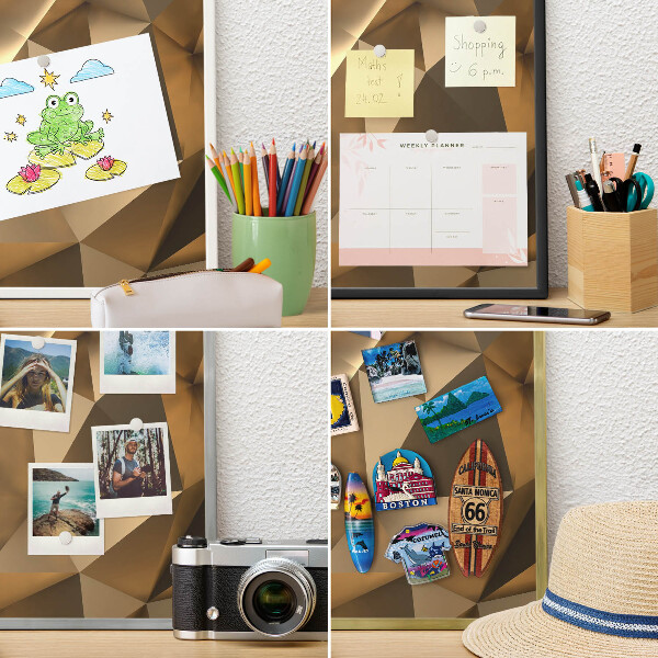 Magneetbord voor souvenir magneten met zilveren lijst Warme geometrie