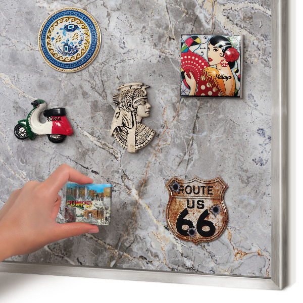 Decoratief metalen magneetbord in een zilveren lijst Marmer met patroon