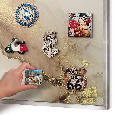 Magneetbord voor souvenir magneten met zilveren lijst Elegante glans