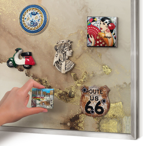Magneetbord voor souvenir magneten met zilveren lijst Elegante glans