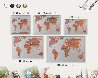 Decoratief metalen magneetbord in een zilveren lijst Bakstenen plattegrond