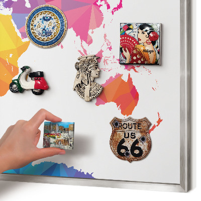 Magneetbord voor souvenir magneten met zilveren lijst Kleurenkaart