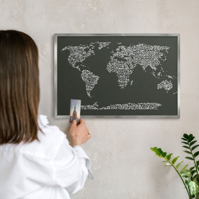 Decoratief metalen magneetbord in een zilveren lijst Tekstkaart