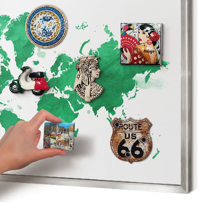 Decoratief metalen magneetbord in een zilveren lijst Groene kaart
