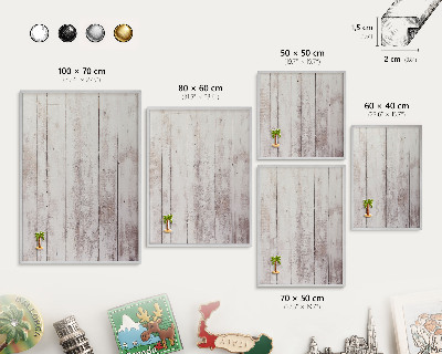 Magneetbord voor souvenir magneten met zilveren lijst Licht hout
