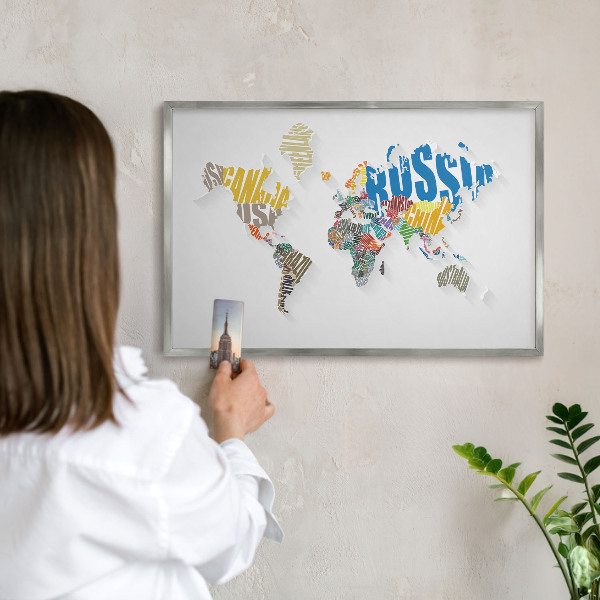 Decoratief metalen magneetbord in een zilveren lijst Kleurenkaart