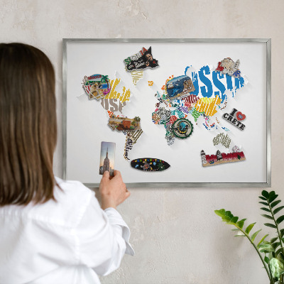 Decoratief metalen magneetbord in een zilveren lijst Kleurenkaart