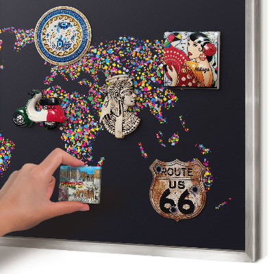 Magneetbord voor souvenir magneten met zilveren lijst Kleurenkaart