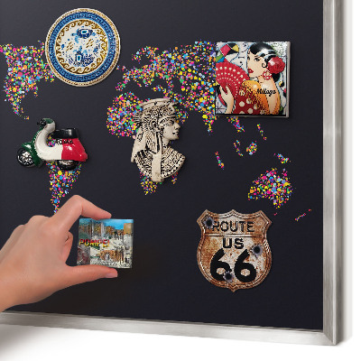 Magneetbord voor souvenir magneten met zilveren lijst Kleurenkaart