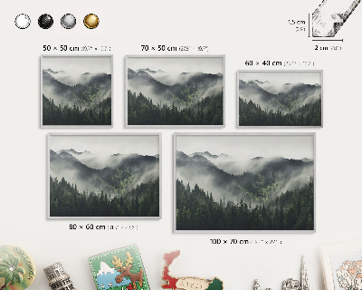 Magneetbord voor souvenir magneten met zilveren lijst Groene bergen