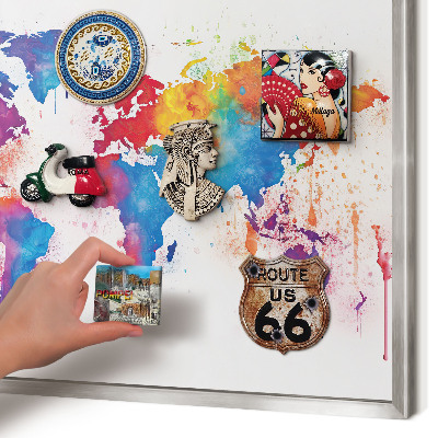 Magneetbord voor souvenir magneten met zilveren lijst Kleurenkaart